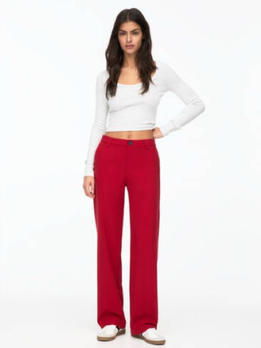 Pull&Bear size S red high waisted wide leg bootcut pants